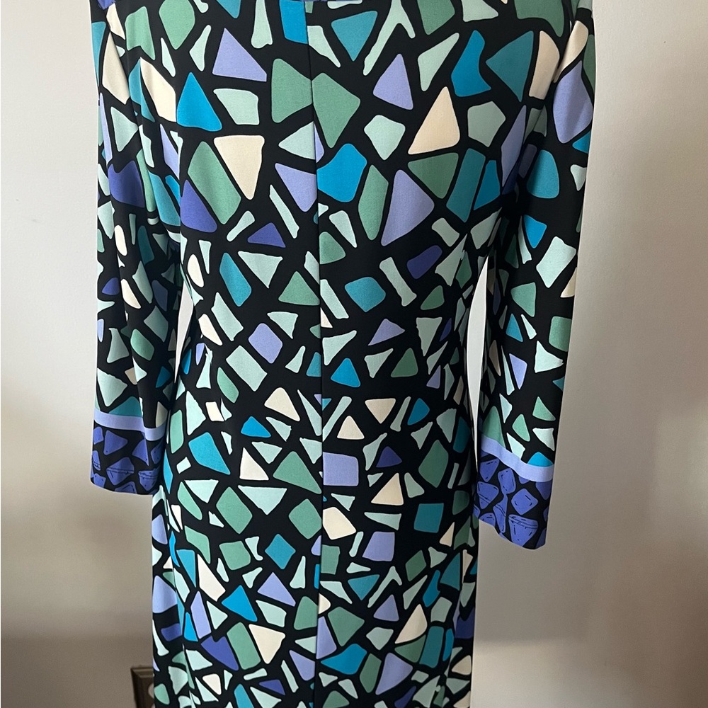 Dressbarn Stained Glass Dress 3/4 Sleeve - Picture 3 of 4